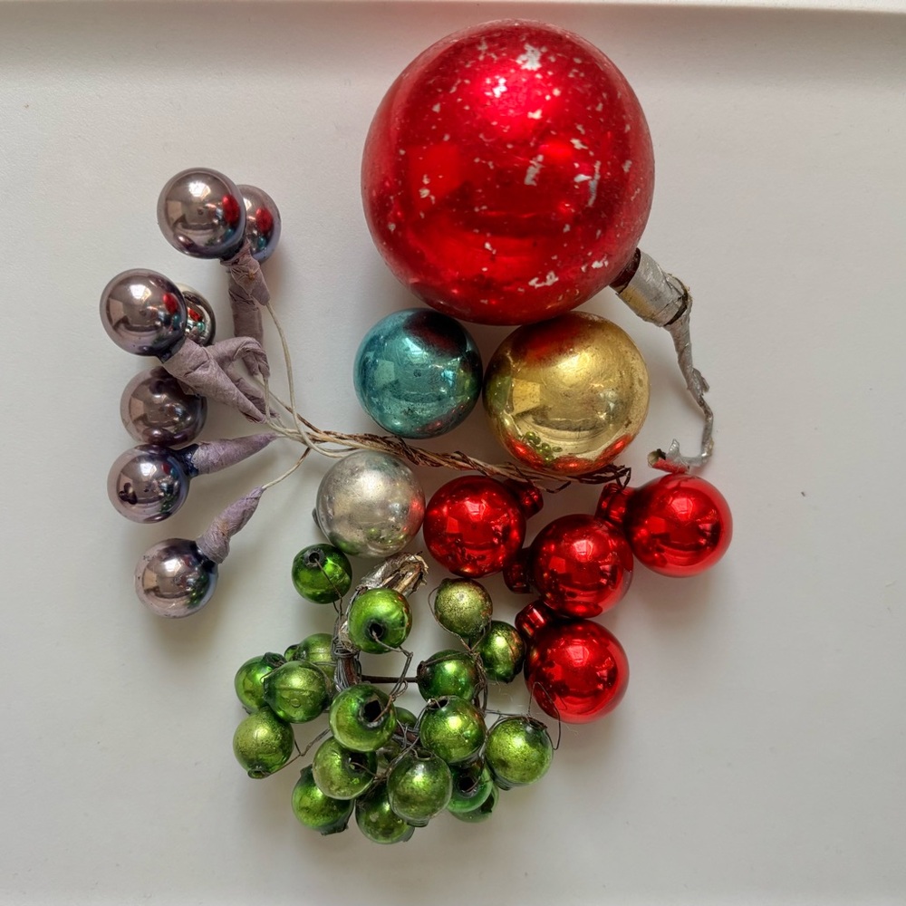 Vintage Mercury Glass Christmas Picks and Ornaments (no caps)